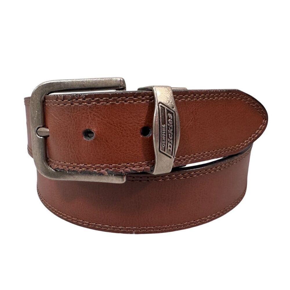 Dickies Men's Brown Leather Dress Belt Size 36 with Buckle